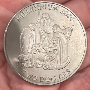 2000 BAHAMAS Copper-nickel 2 DOLLARS CHRISTIANITY
